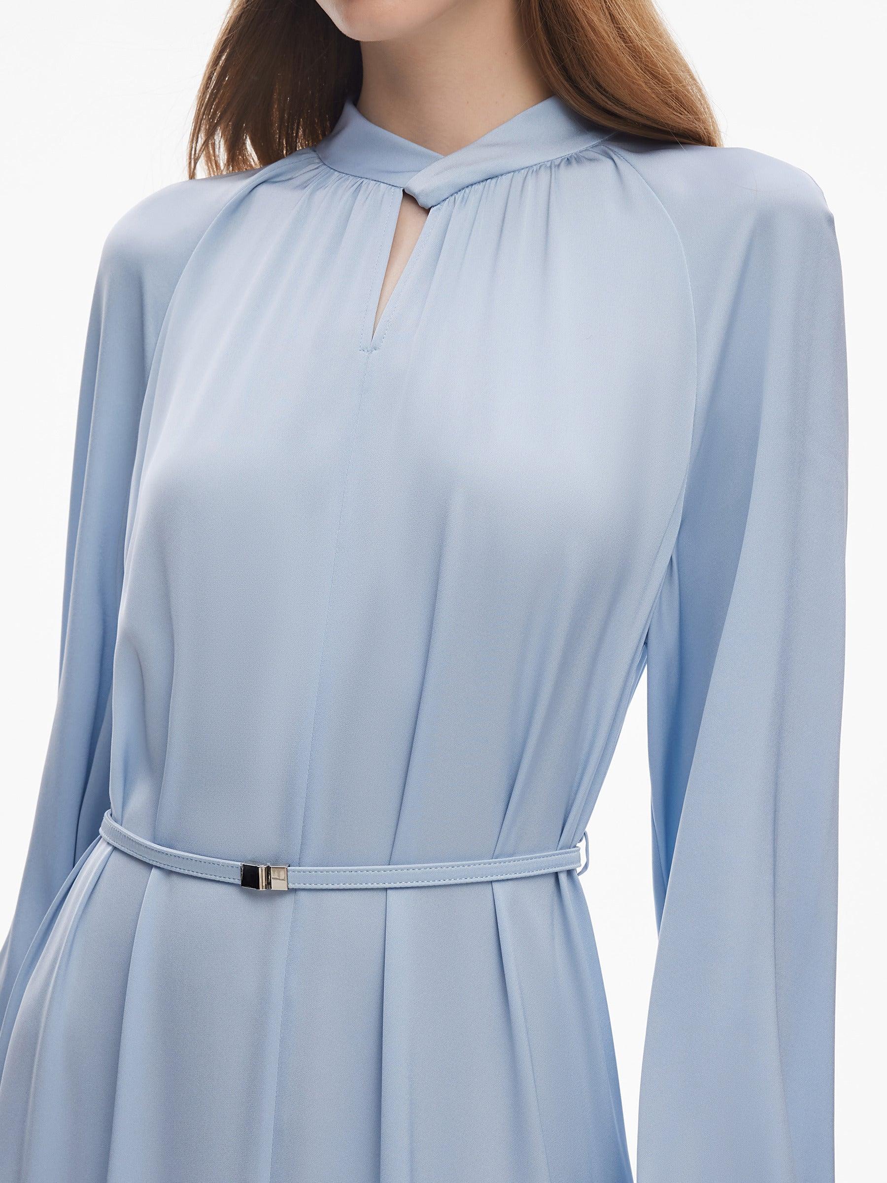 22MM Mulberry Silk Women Long Sleeve Maxi Dress With Belt Product Image