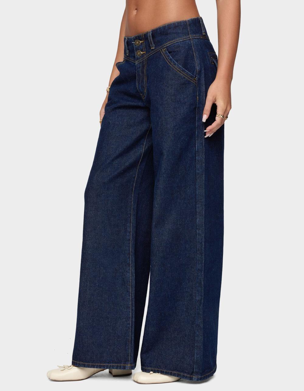 EDIKTED Meredith Low Rise Jeans - BLUE Product Image
