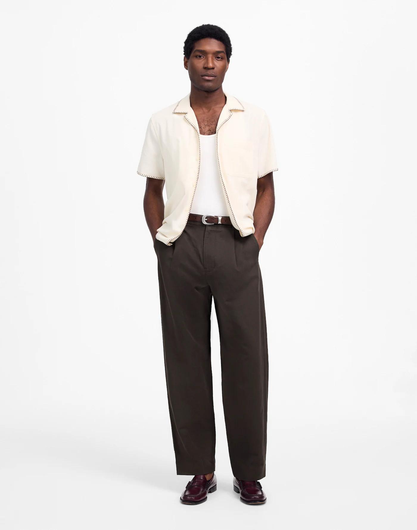 Pleated Trousers in Cotton-Linen Blend Product Image
