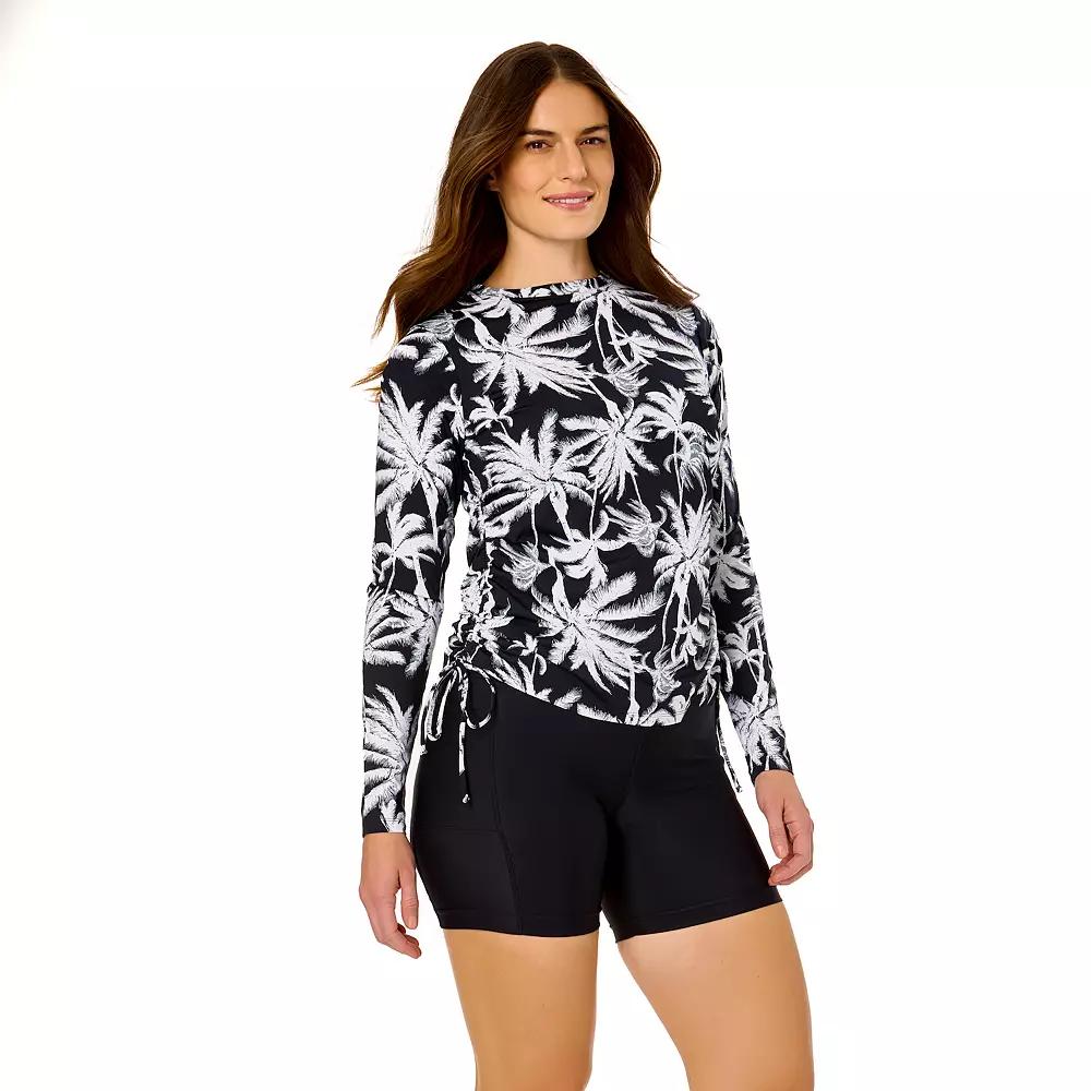 Women's Lands' End Side Shirred Long Sleeve Rash Guard Swim Shirt, Size: Small, Palm Beach Product Image