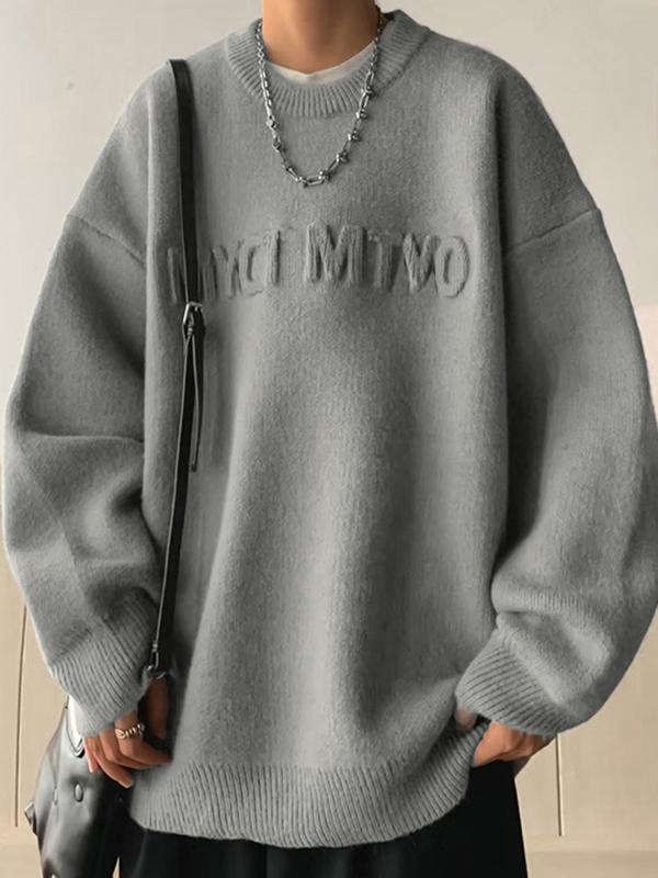 Men's Three Dimensional Letter Jacquard Sweater Product Image