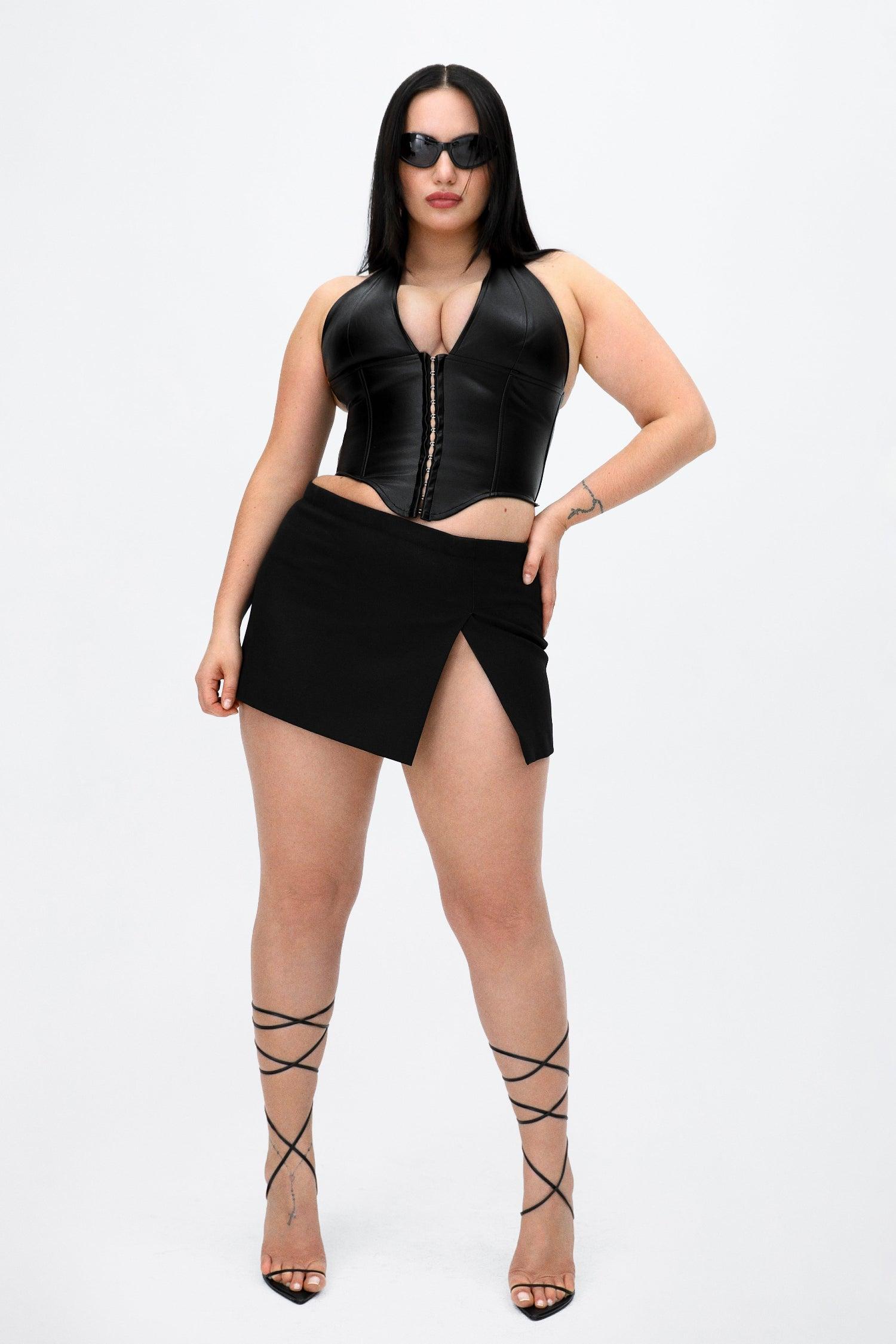 MARA CORSET - BLACK VEGAN LEATHER Product Image