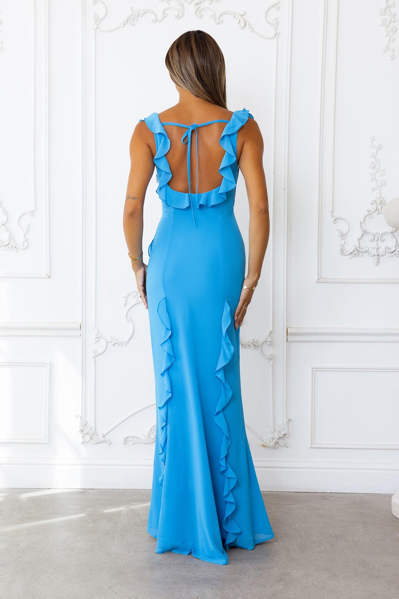 All Night Affair Maxi Dress Blue Product Image