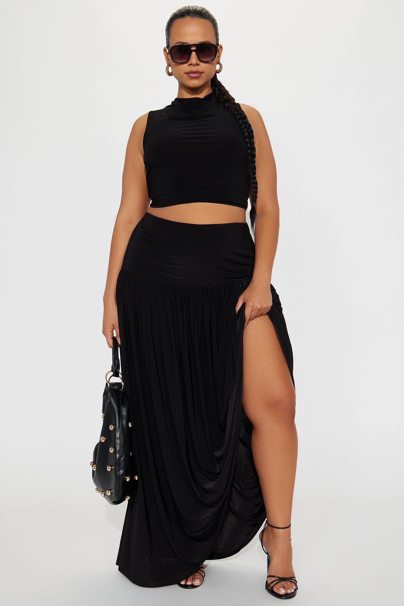Marnie Tiered Drop Waist Maxi Skirt - Black Female Product Image