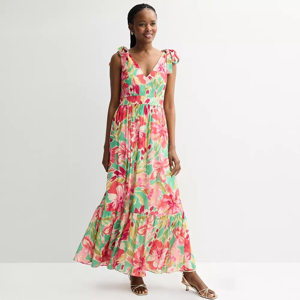 Women's Donna Ricco Sleeveless Printed Crinkle Gauze Maxi Dress, Size: 16, Red Print Product Image