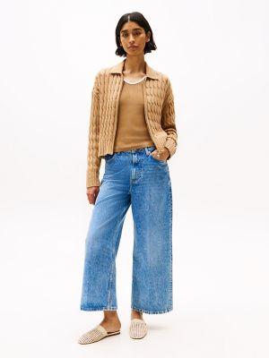 Cable Knit Boxy Zip Cardigan Product Image