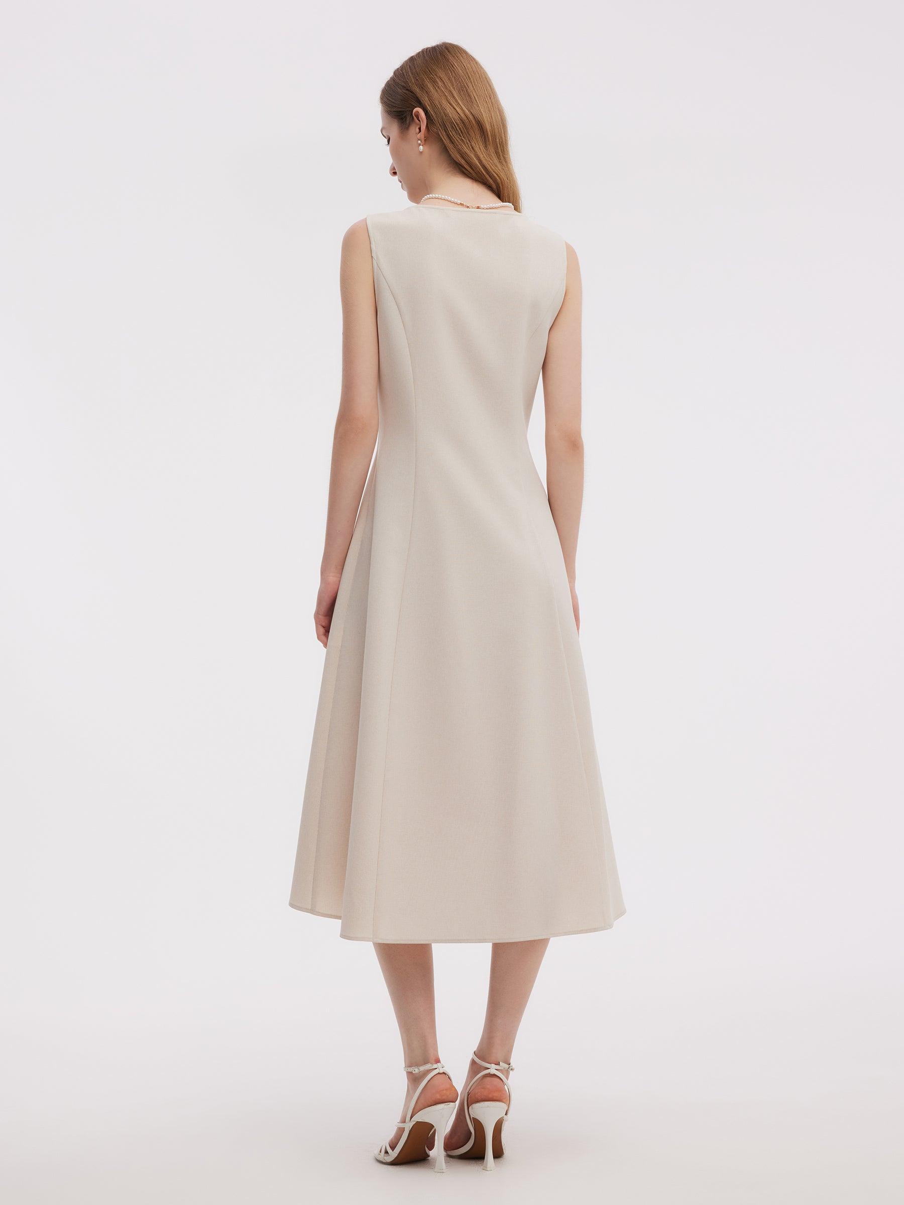Sleeveless Midi Dress And Detachable Capelet Two-Piece Set Product Image