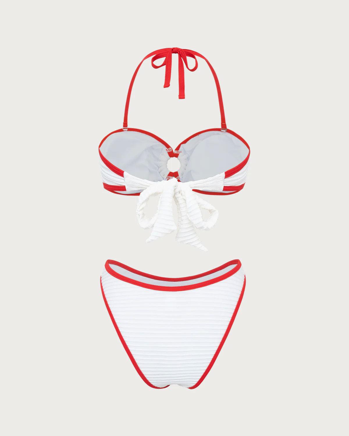 White Contrast Cutout Bikini Set Product Image