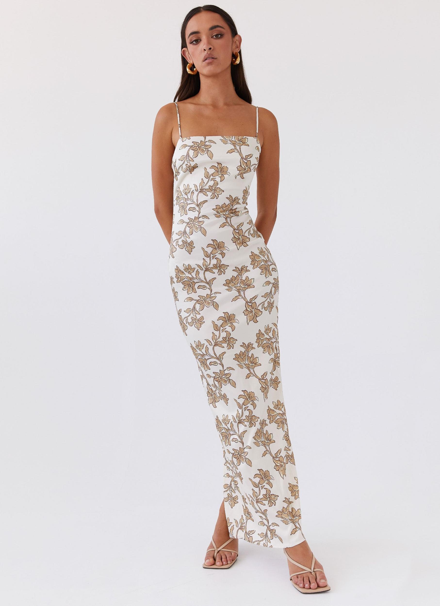 Lara Satin Maxi Dress - Hazel Bloom Product Image