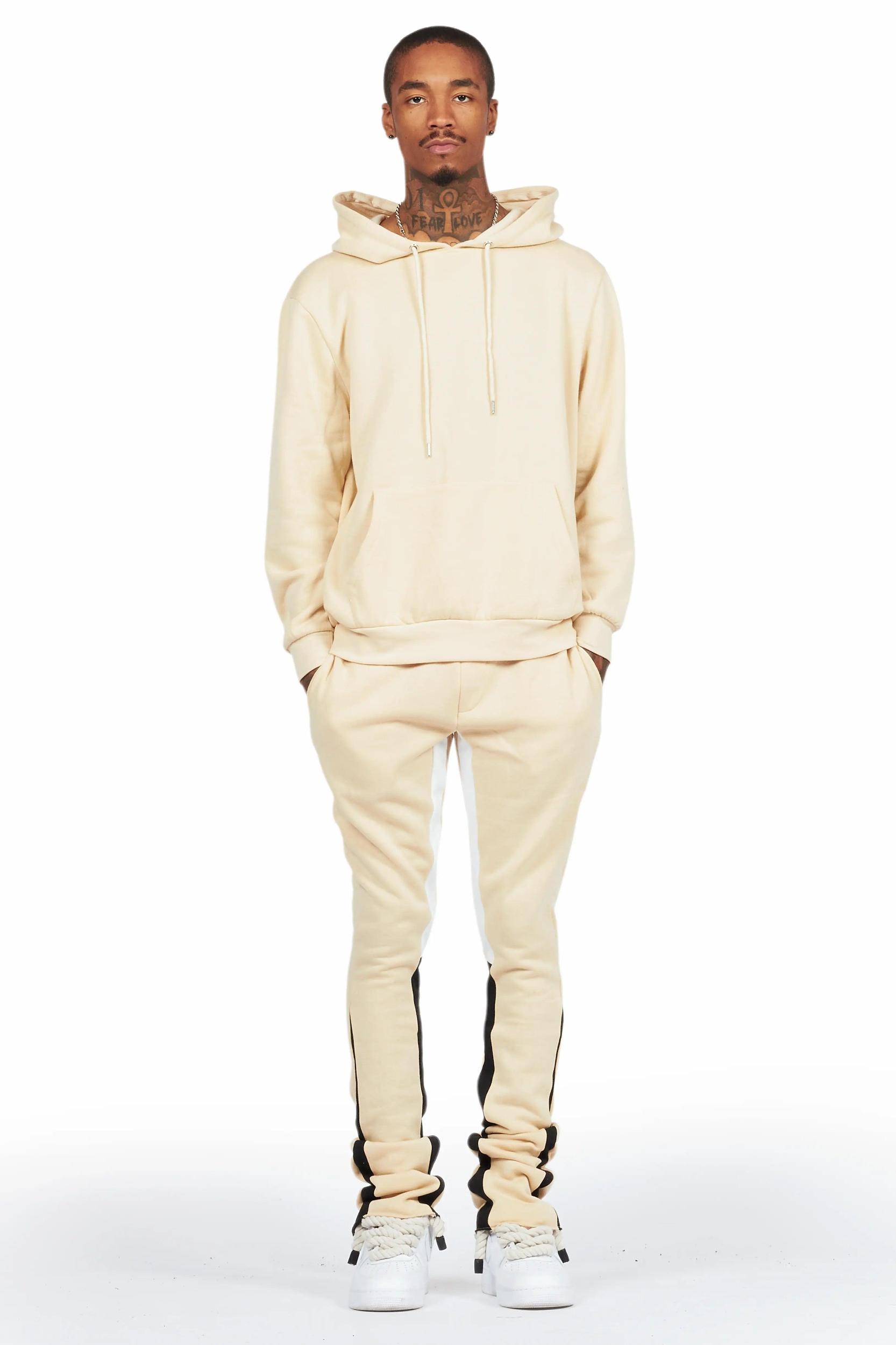 Basic Beige Hoodie/Stacked Flare Track Set Male Product Image