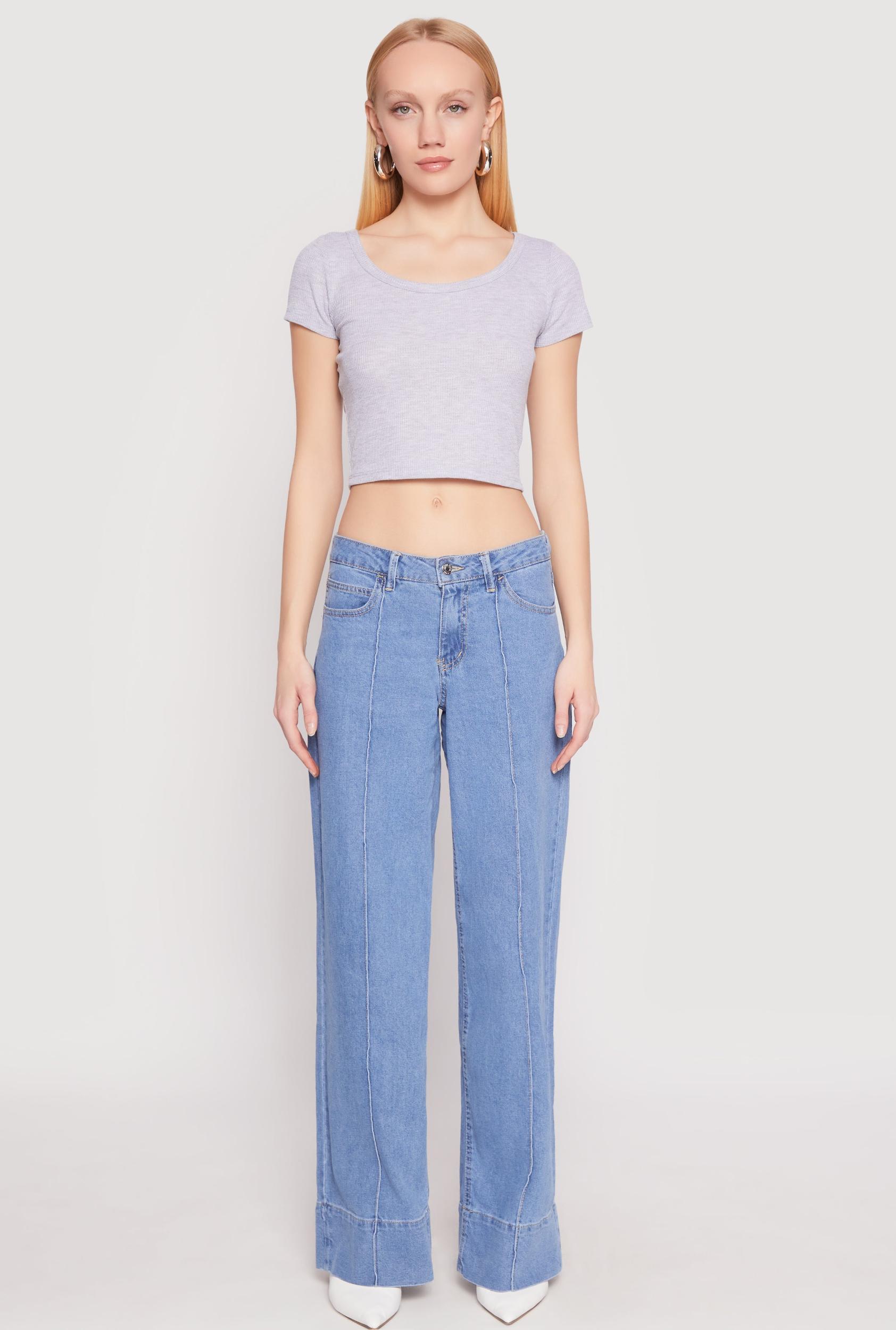 Womens Waffle Knit Short Sleeve Crop Top Product Image