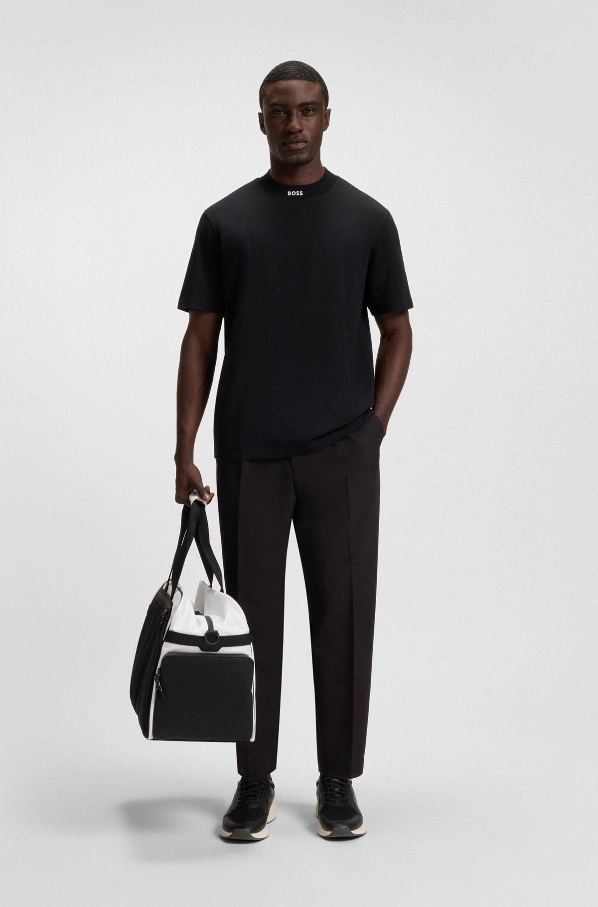 BOSS - Relaxed-fit shirt in stretch cotton with camp collar - Black Product Image