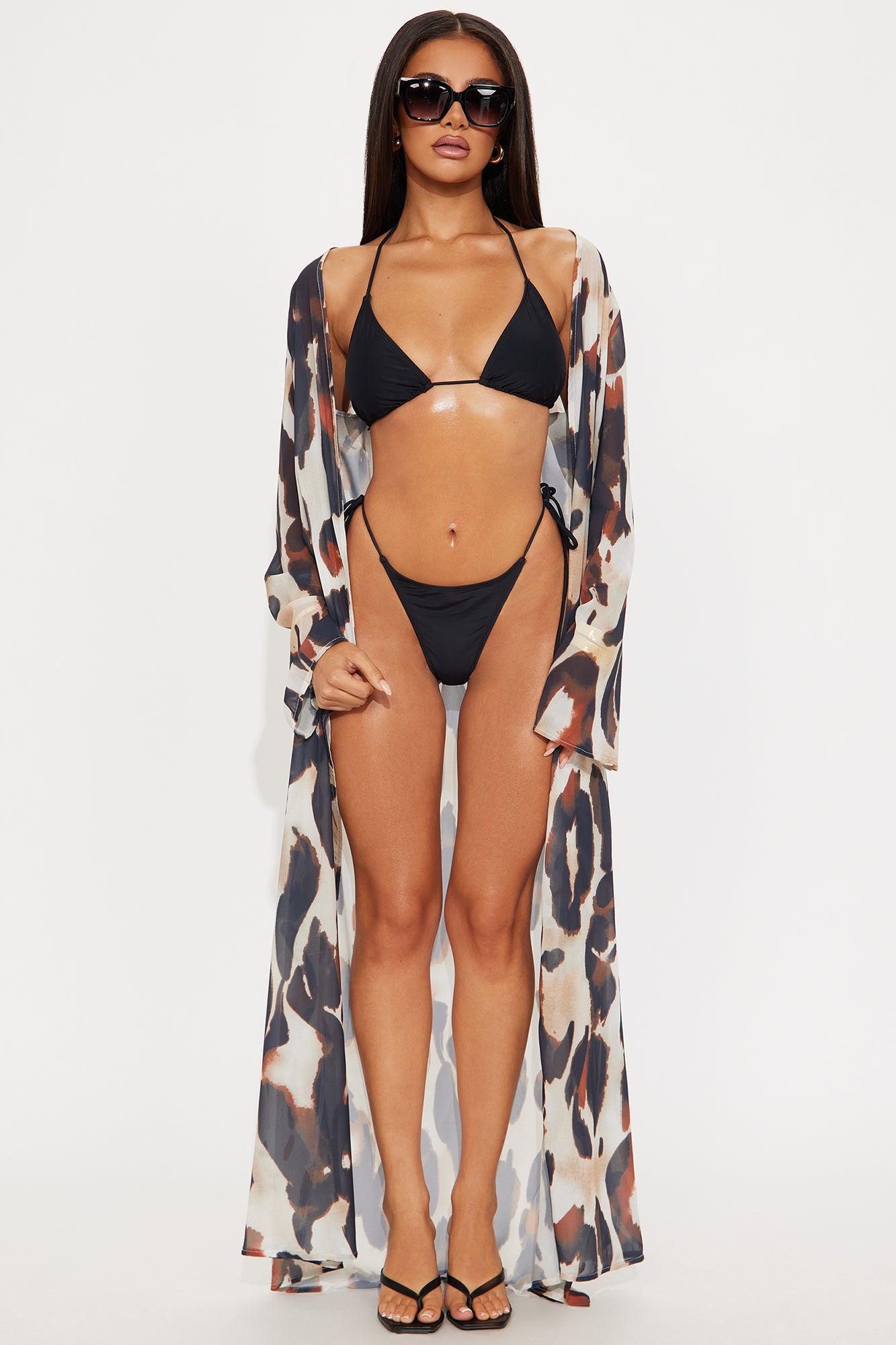 Alisha Sheer Chiffon Maxi Cover Up Kimono - Brown/combo Product Image