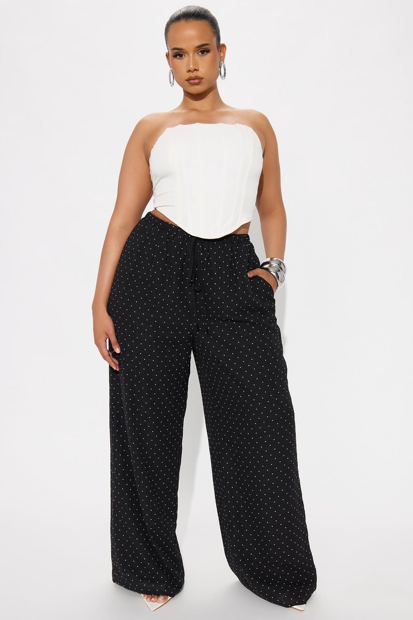 On My Way Polka Dot Wide Leg Pant - Black Female Product Image