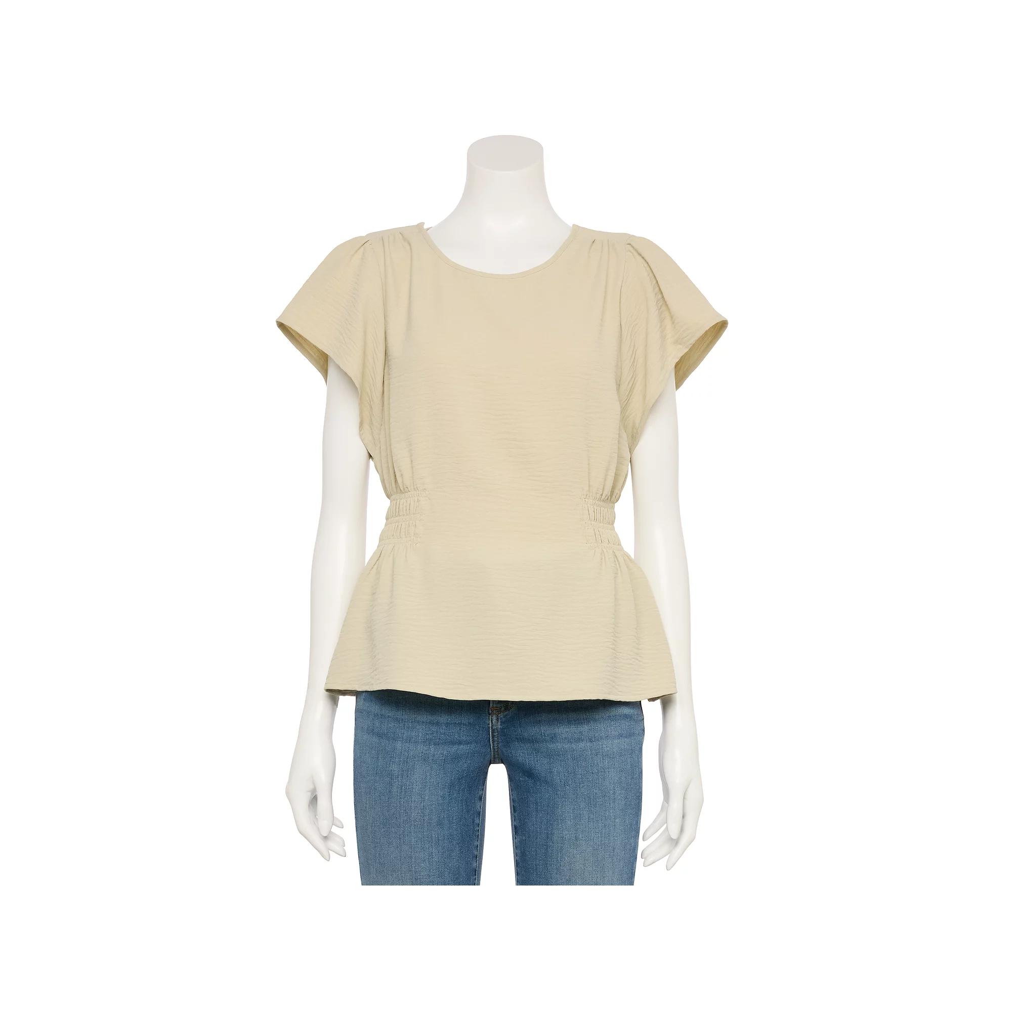 Women's Nine West Adaptive Cinched Blouse, Size: Large, Beige Product Image