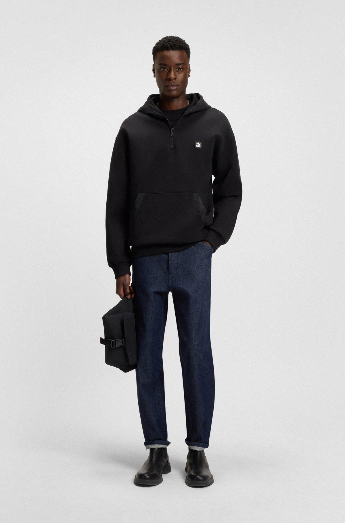 Zip-neck hoodie with contrast trims Product Image