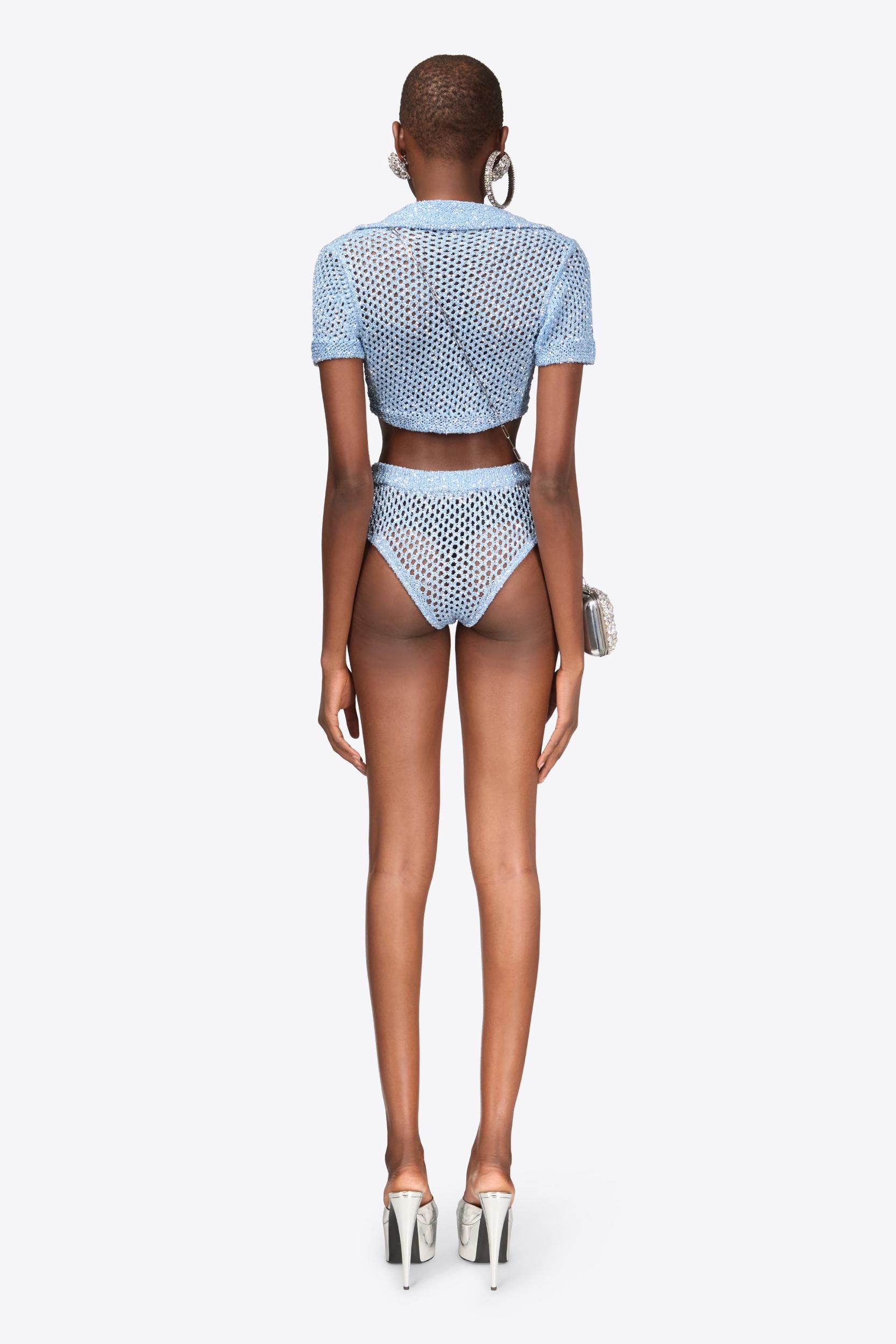 Sequin Crochet Short Sleeved Cardigan Product Image