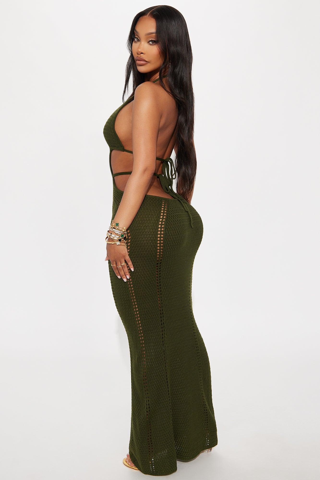 Easy Breezy Crochet Maxi Dress - Olive Product Image