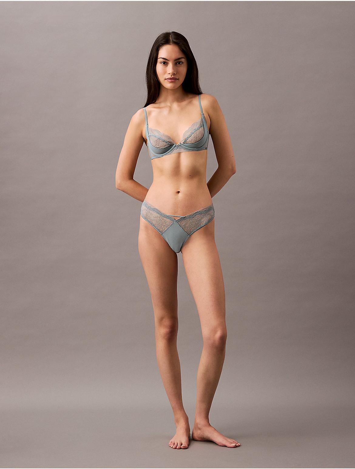 Calvin Klein Womens CK Black Geo Lace Unlined Plunge Bra Product Image