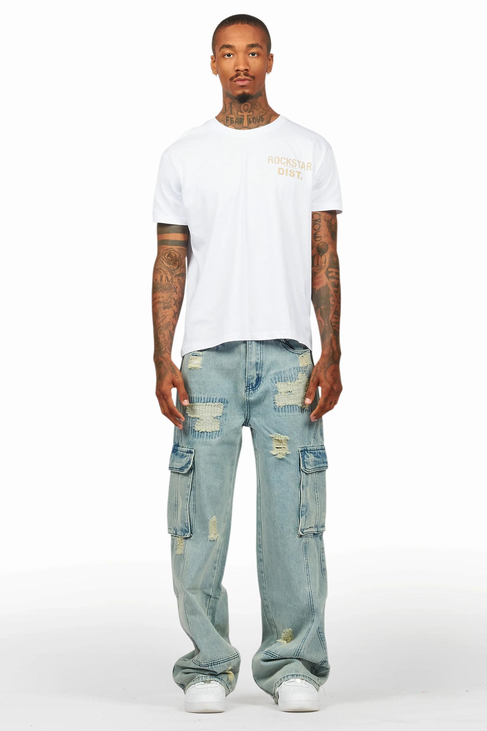 Nand Light Blue Baggy Cargo Jean Male Product Image