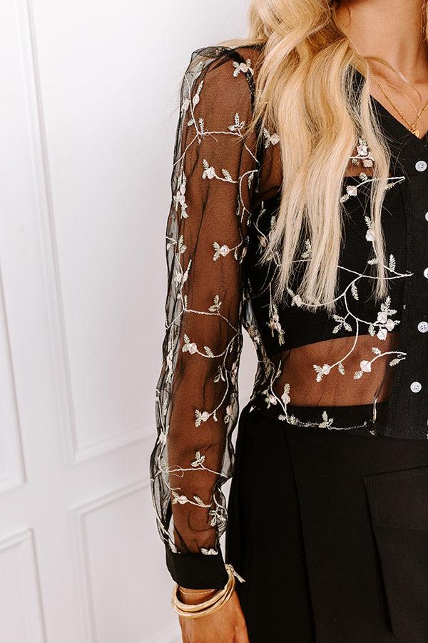 Date Night in Paris Embroidered Mesh Top Product Image