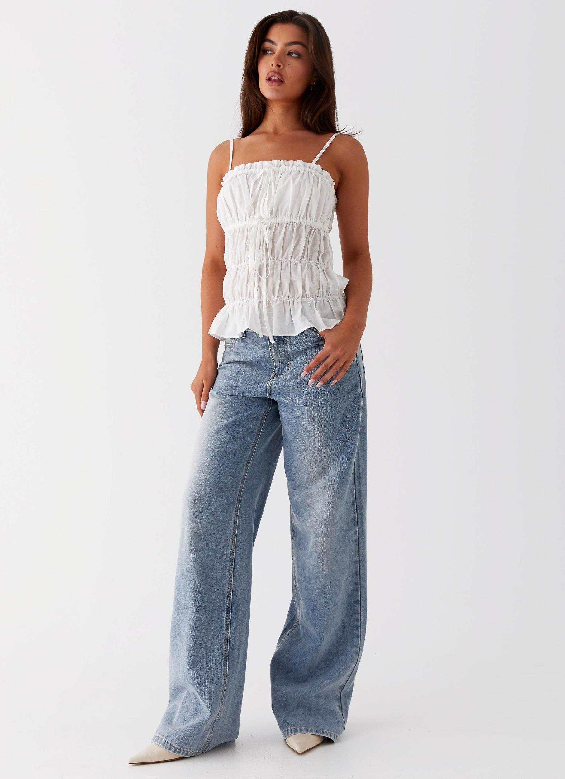 Novelle Ruched Top - White Product Image