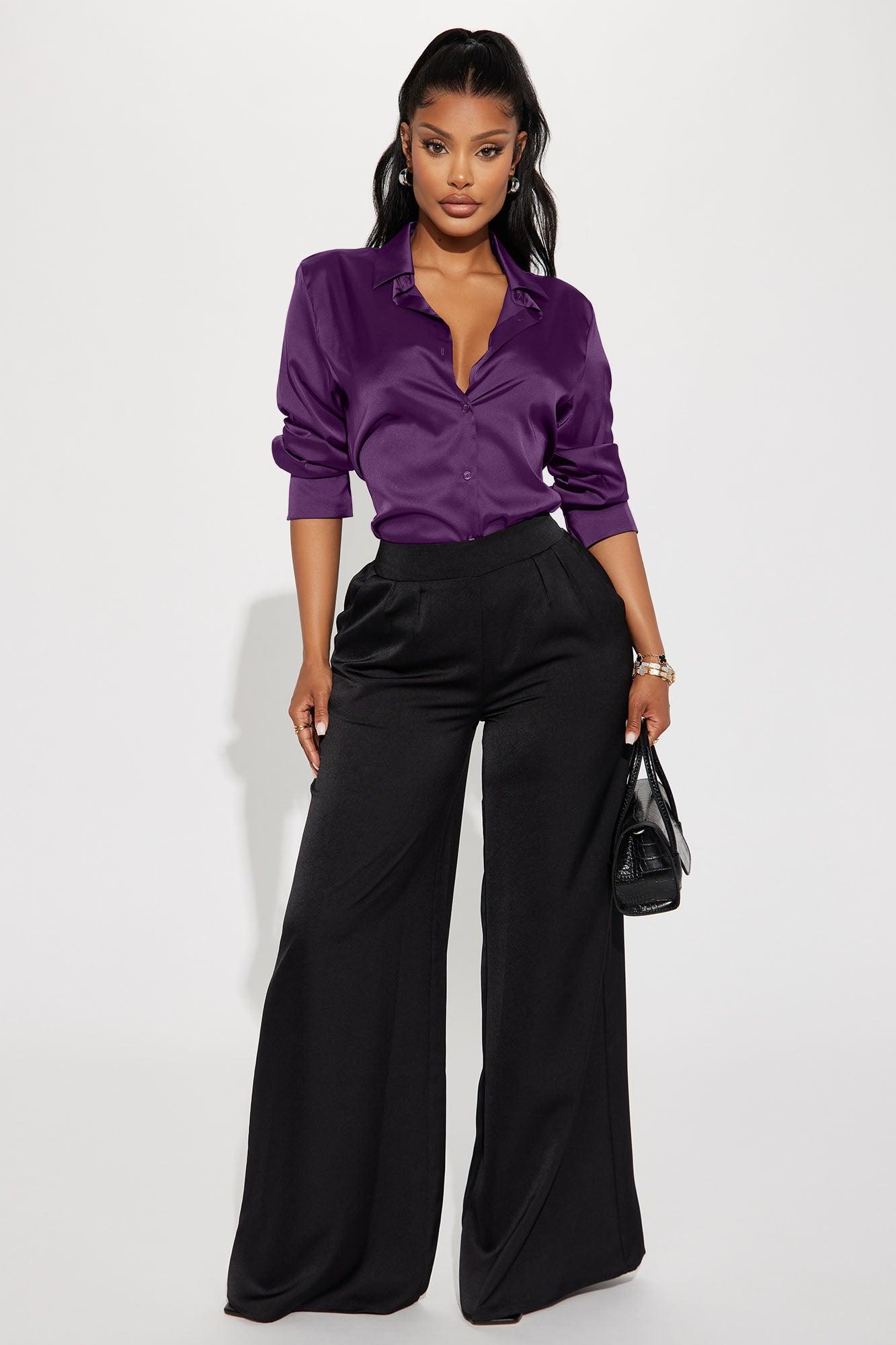 Feelin' Popular Satin Shirt - Burgundy Female Product Image