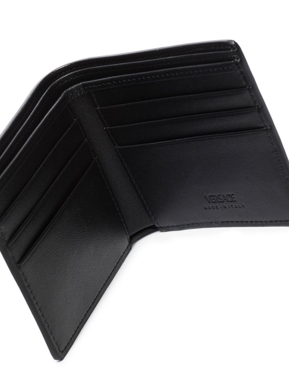 VERSACE Black Small Wallet With Medusa Biggie Logo In Leather Woman Product Image