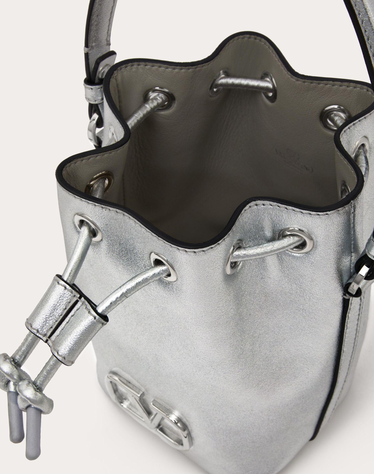 Mini Vlogo Signature Bucket Bag In Metallic Nappa Leather Product Image