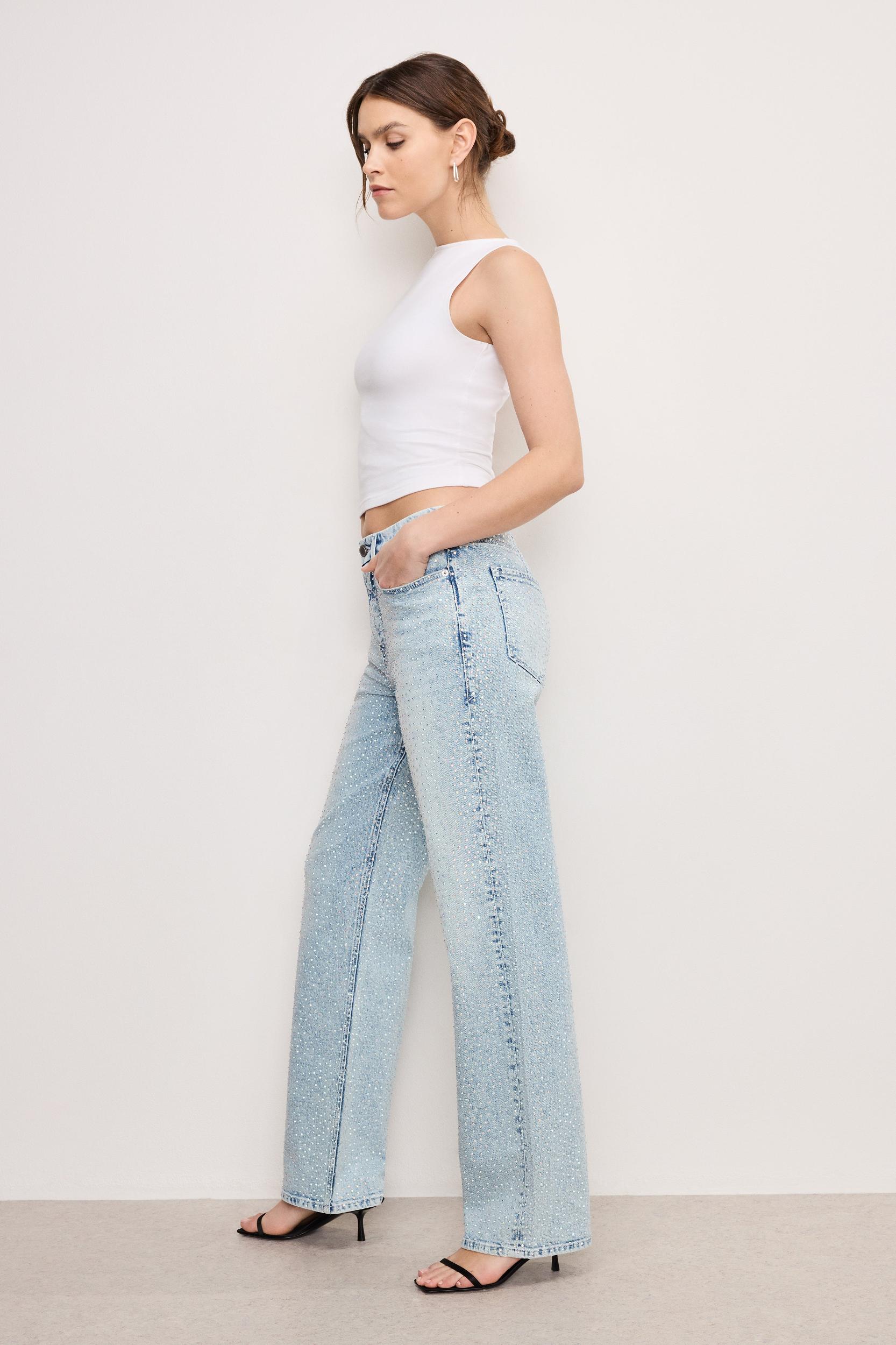 GOOD 90S RELAXED RHINESTONE JEANS | INDIGO975 Product Image