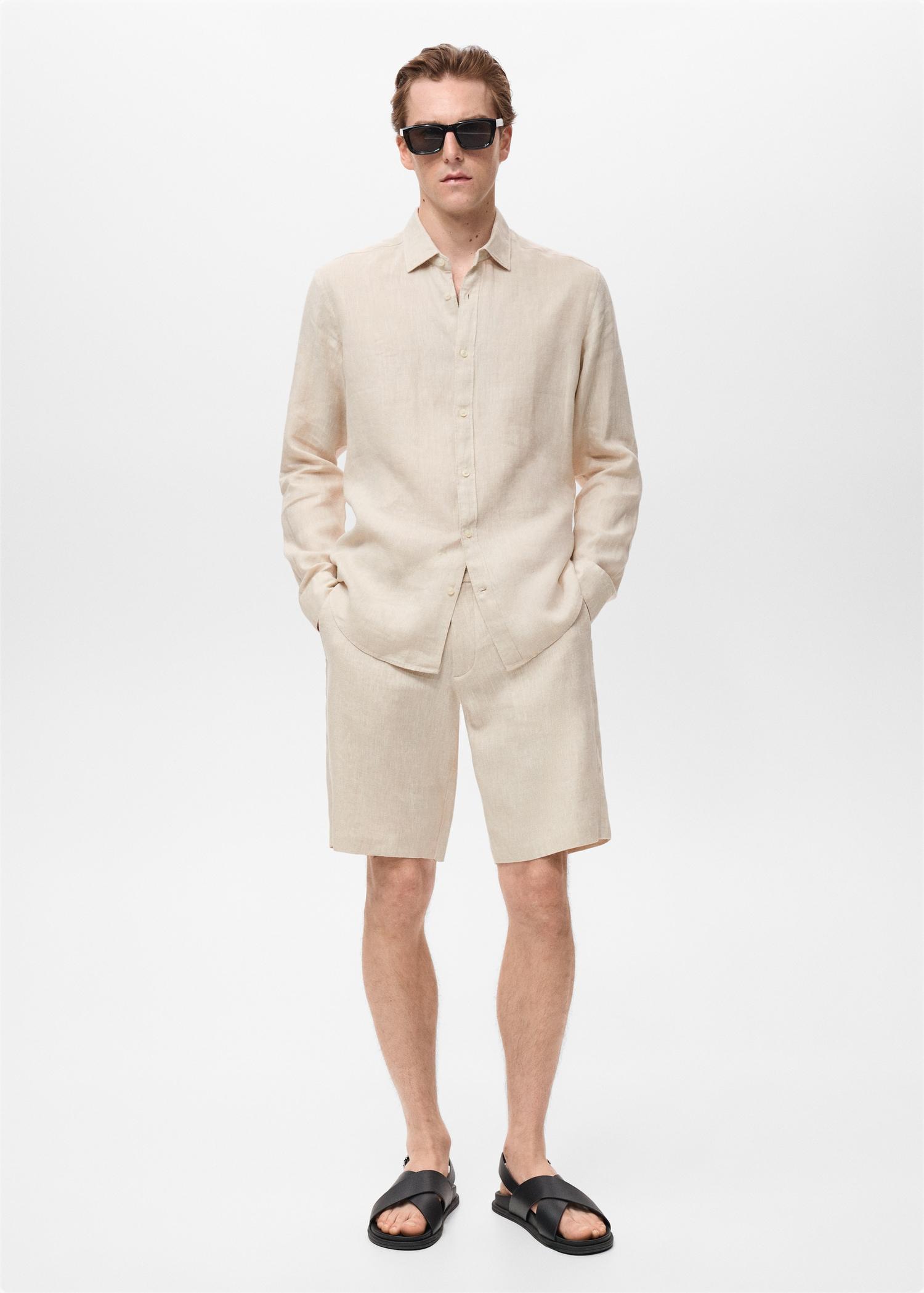 Linen 100% shirt - Men | MANGO USA Product Image