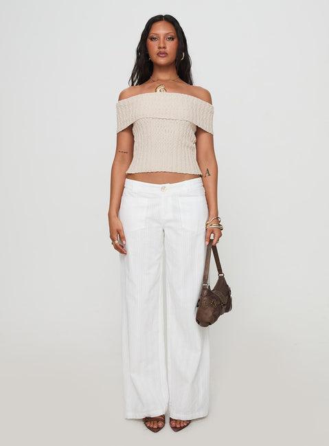 Murmur Off Shoulder Top Beige Product Image