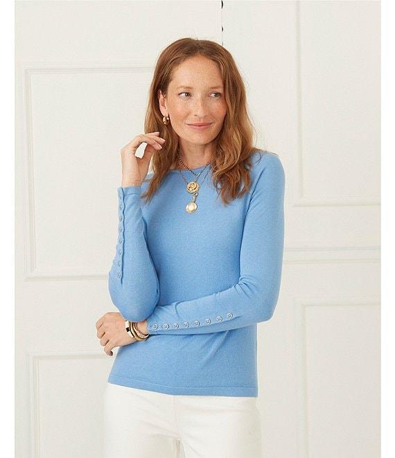 J.McLaughlin Jamey Crew Neck Button Trim Raglan Long Sleeve Sweater Product Image