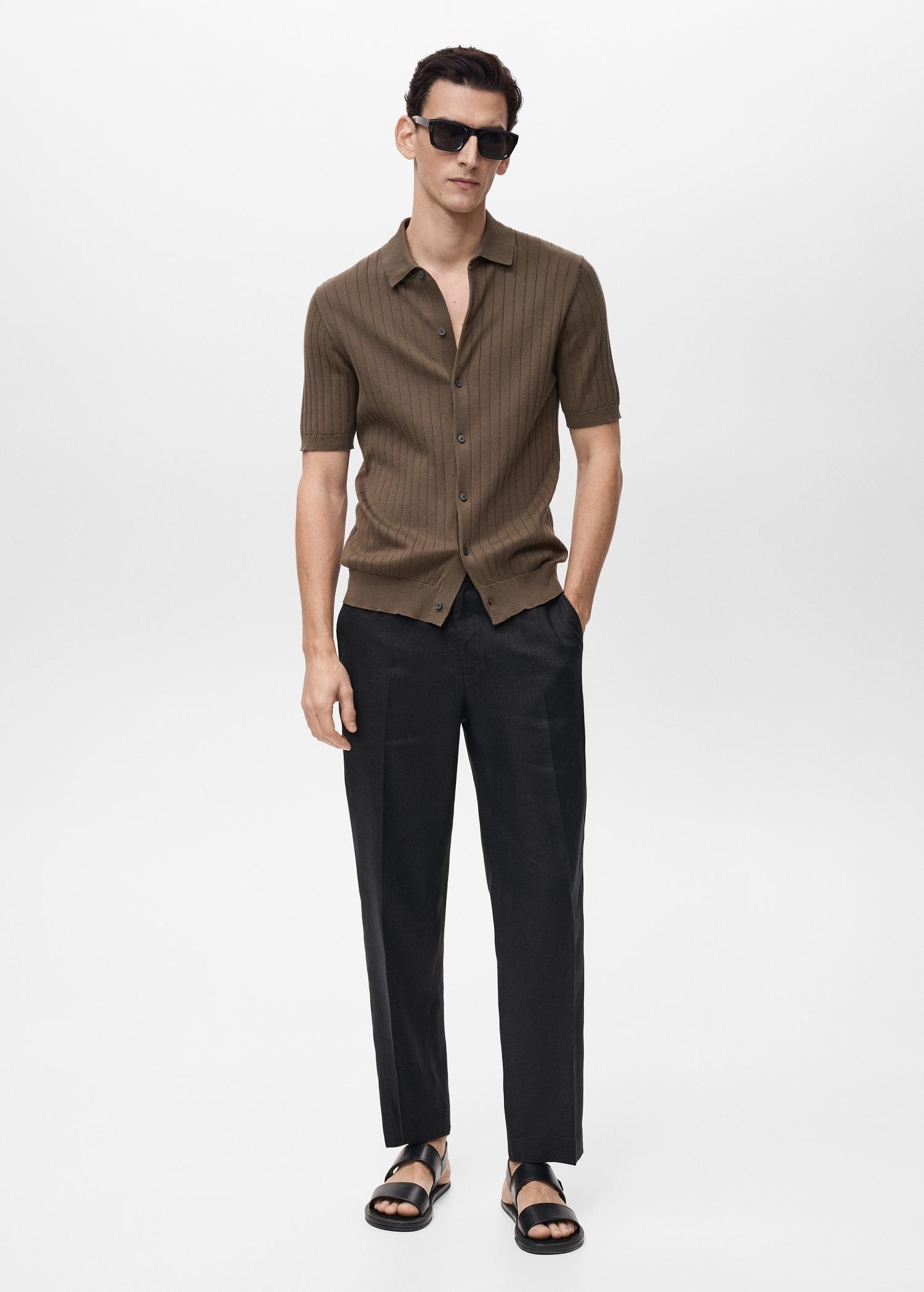 Fine rib-knit shirt - Men | MANGO USA Product Image