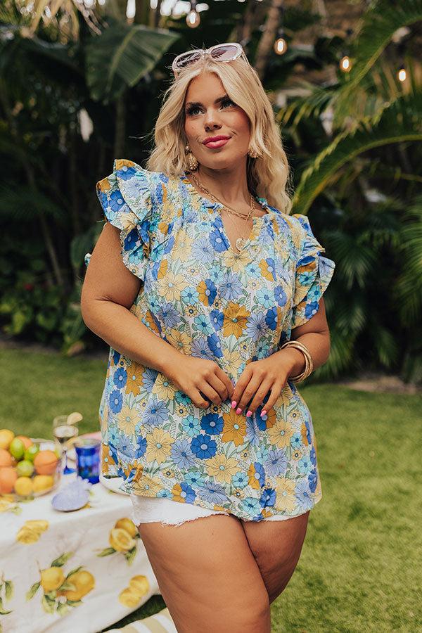 Floral Galore Shift Top In Blue Curves Product Image