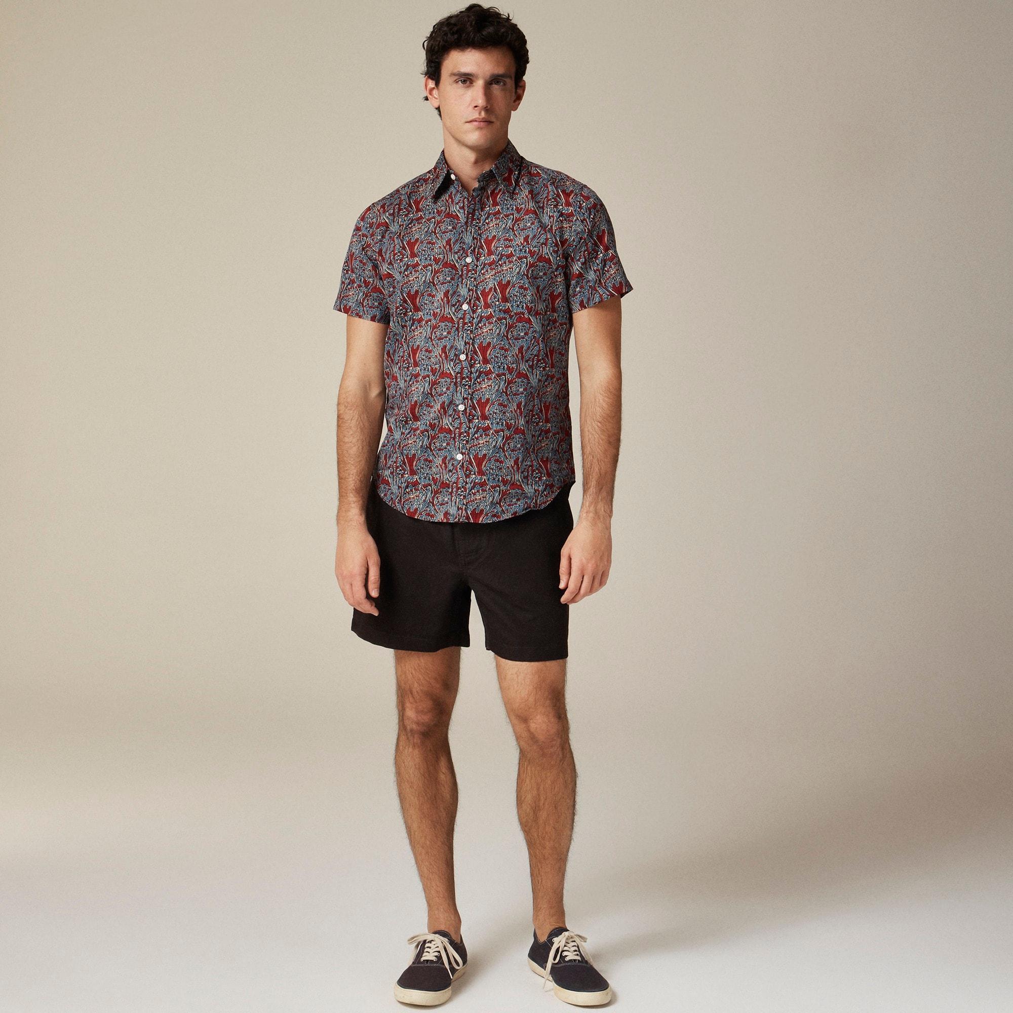 Short-sleeve cotton-linen blend shirt in print Product Image