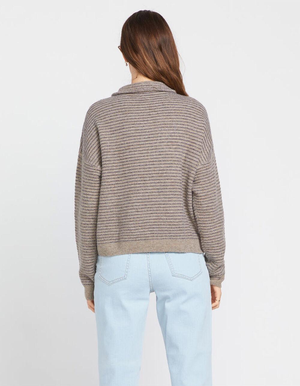 VOLCOM Sun Of Sand Womens Striped Quarter Zip Sweater - GRAY Product Image