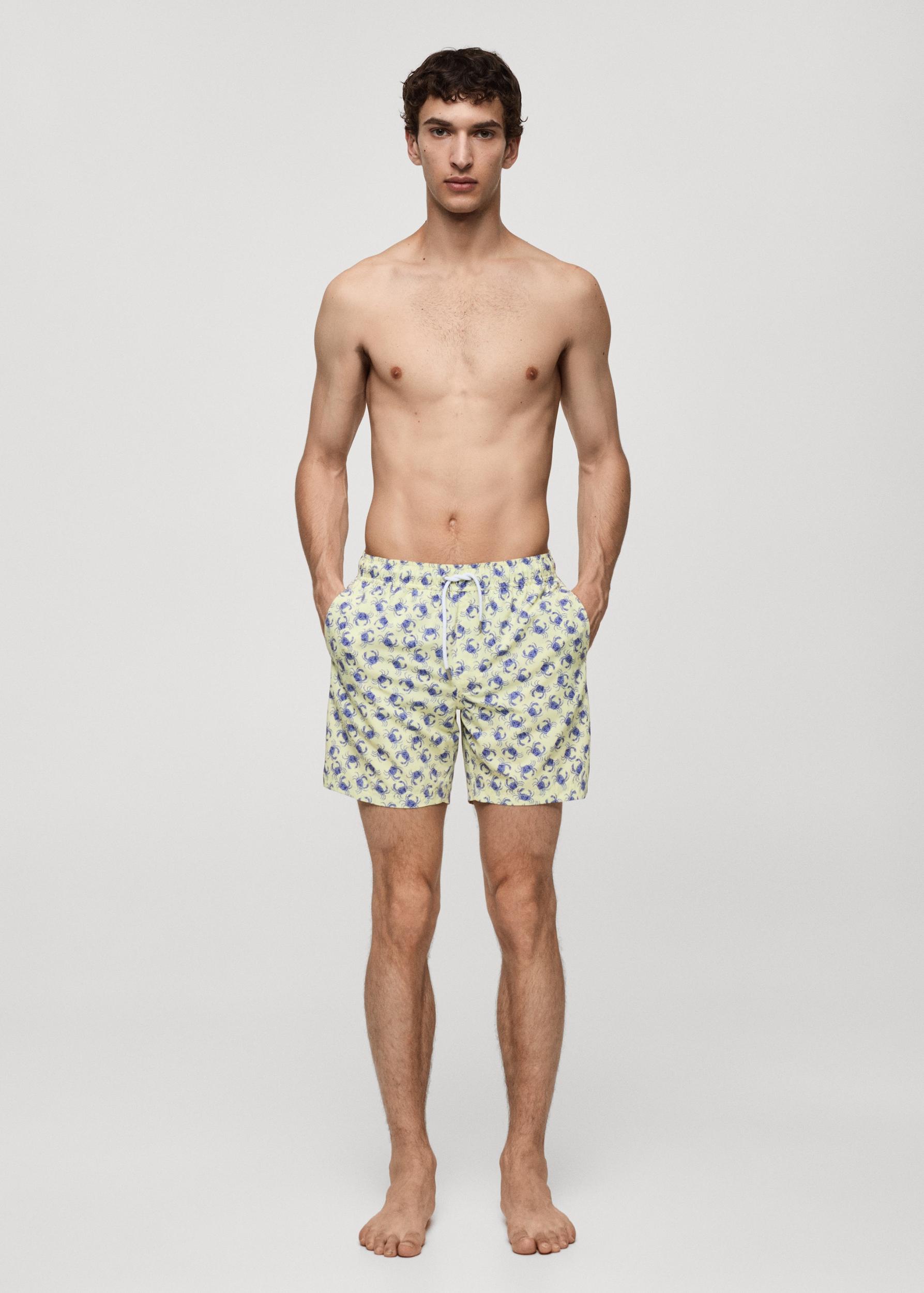 Crab-print swimsuit - Men | MANGO USA Product Image