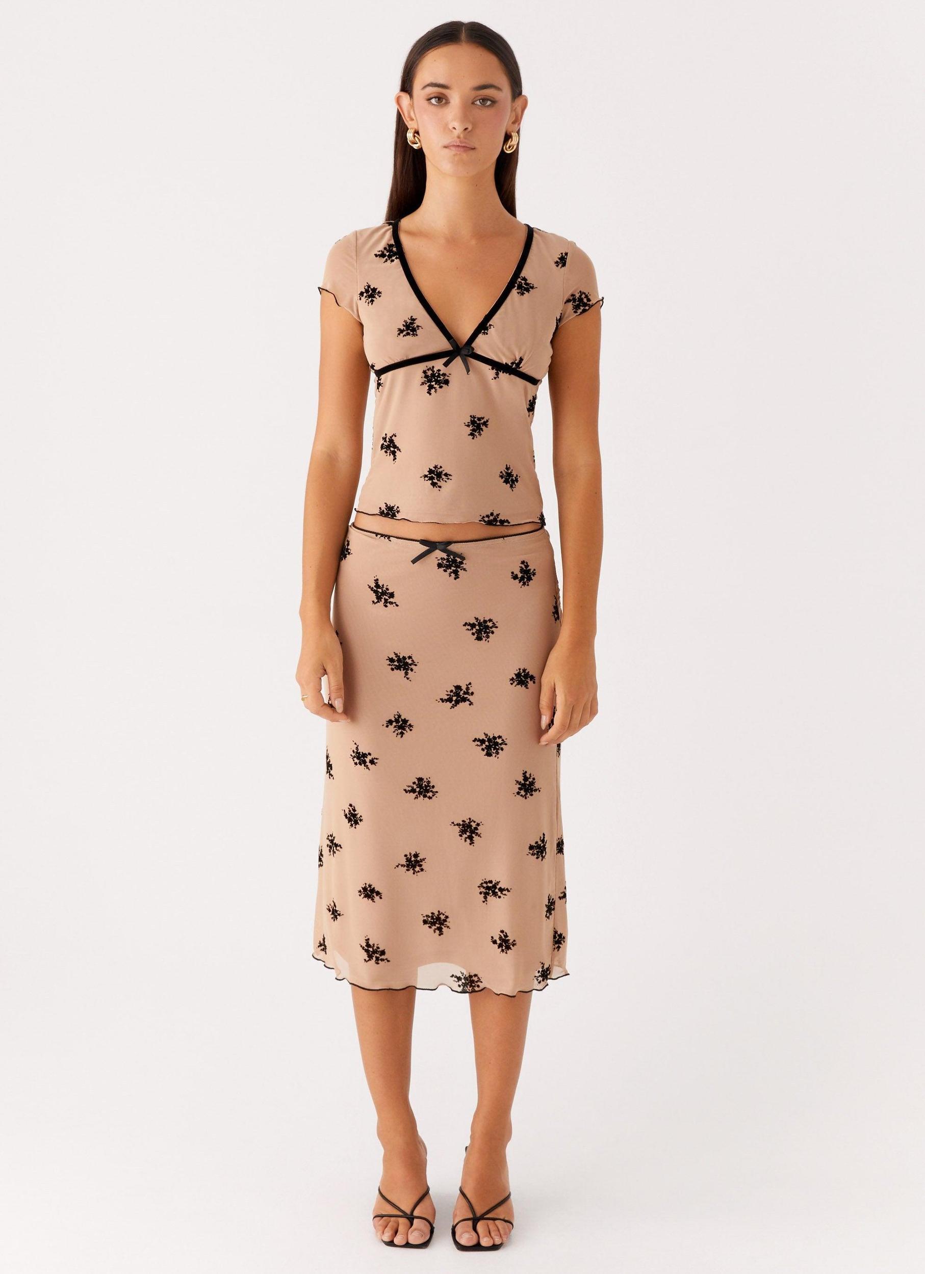 Rocca Midi Skirt - Nude Product Image