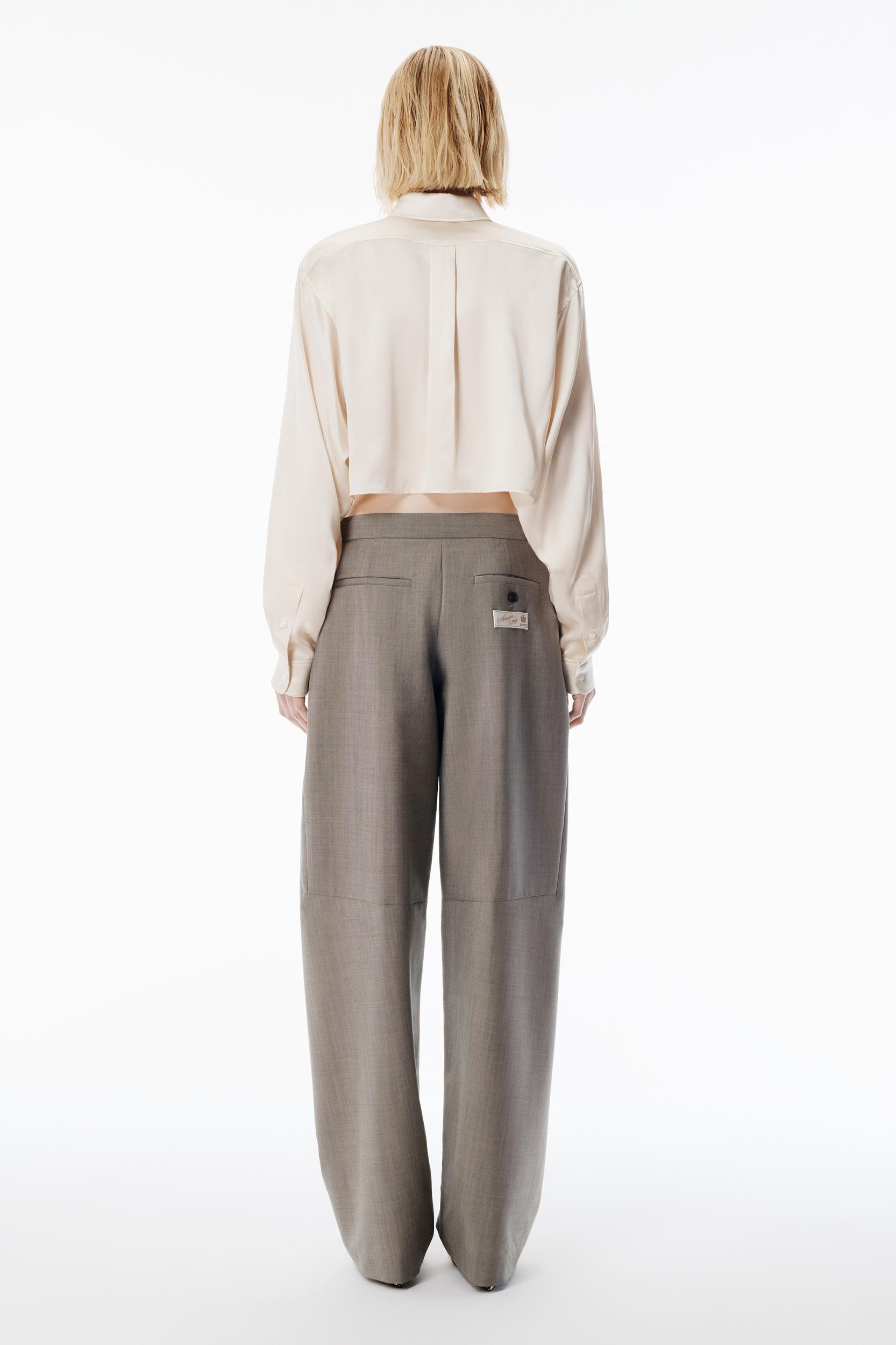 Ivory Silk Charmeuse Cropped Shirt Product Image