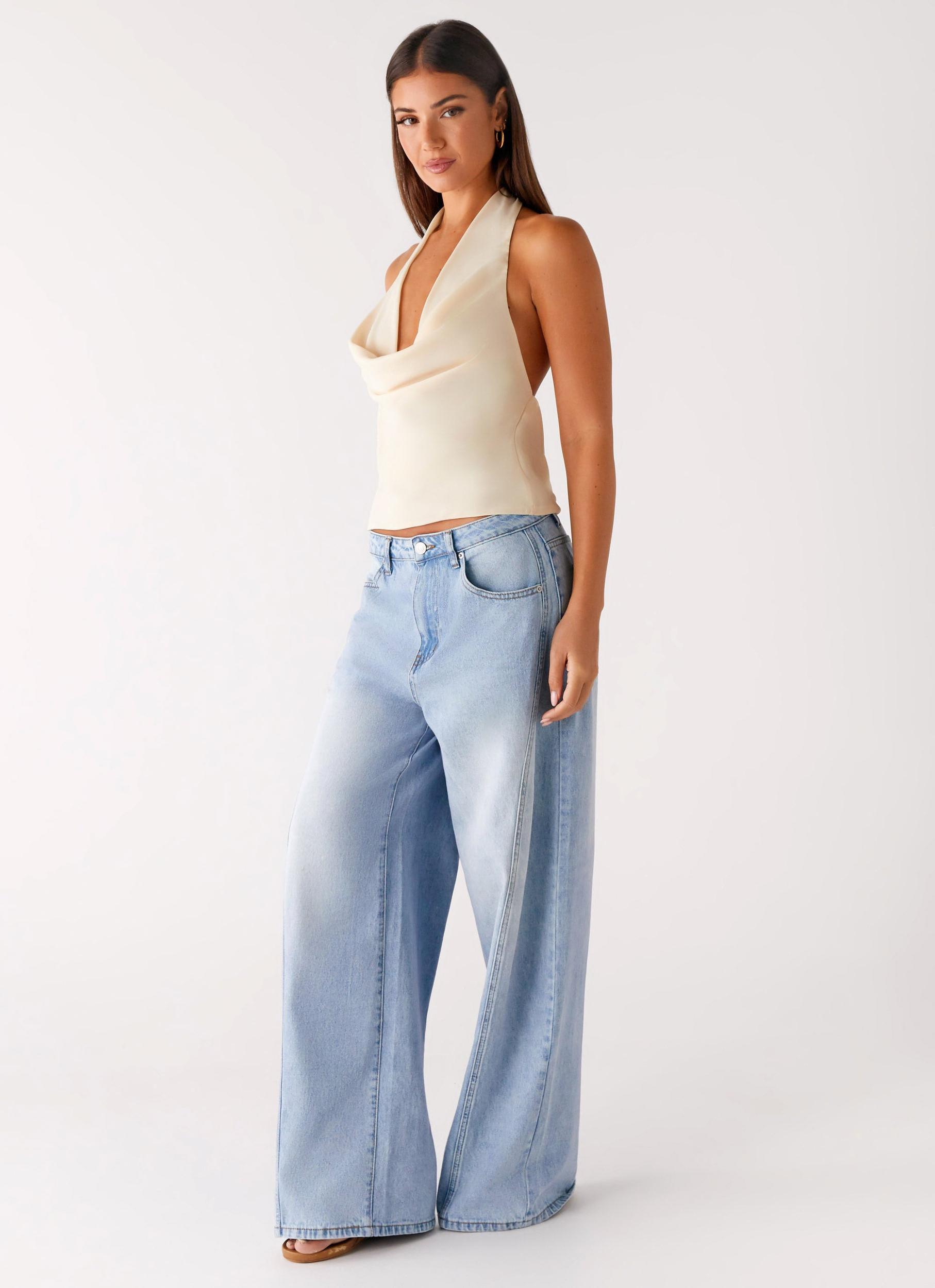 Timeless Wide Leg Jeans - Bleached Blue Product Image