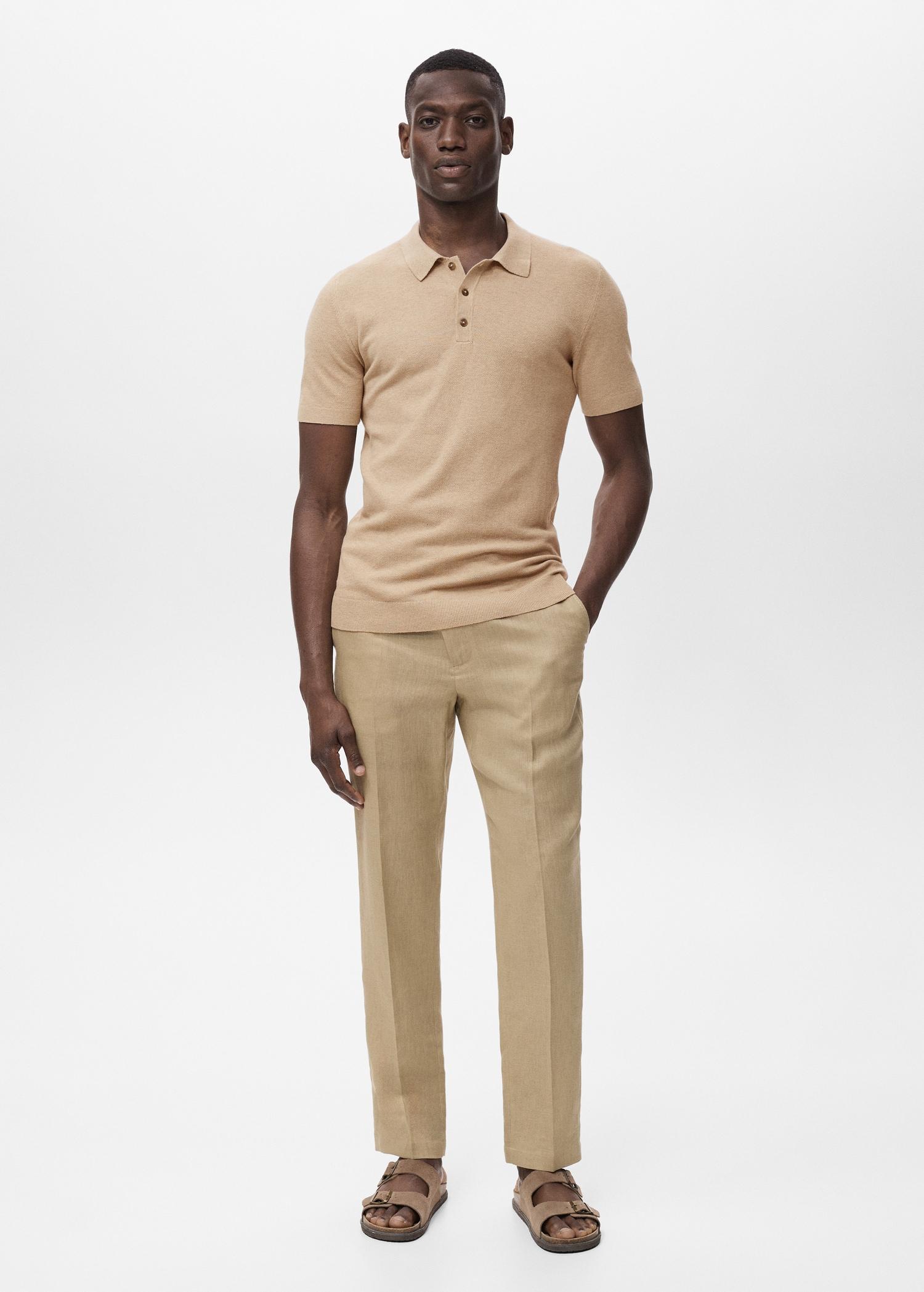 Fine-knit cotton polo shirt - Men | MANGO USA Product Image