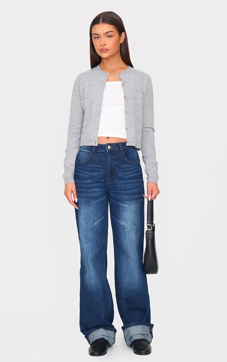 Light Grey Basic Button Up Knit Cardigan Product Image