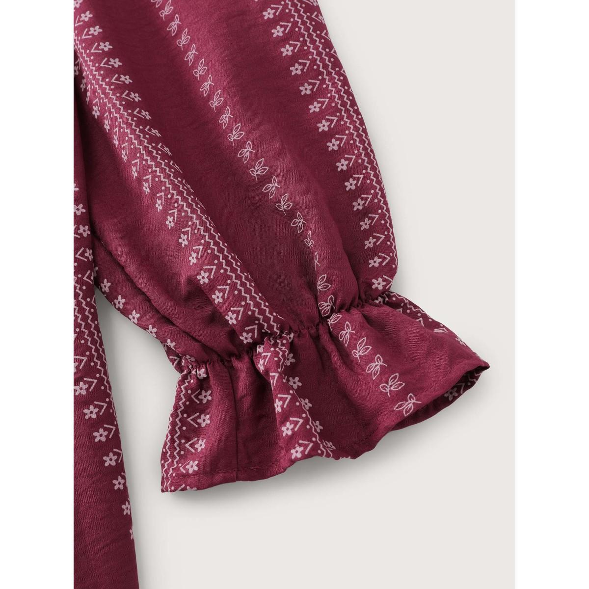 Plus Size Textured Waist-Defining Square Neck Maxi Dress Burgundy Women Timeless Texture Square Neck Extra Long Sleeve Curvy BloomChic 26/4X Product Image