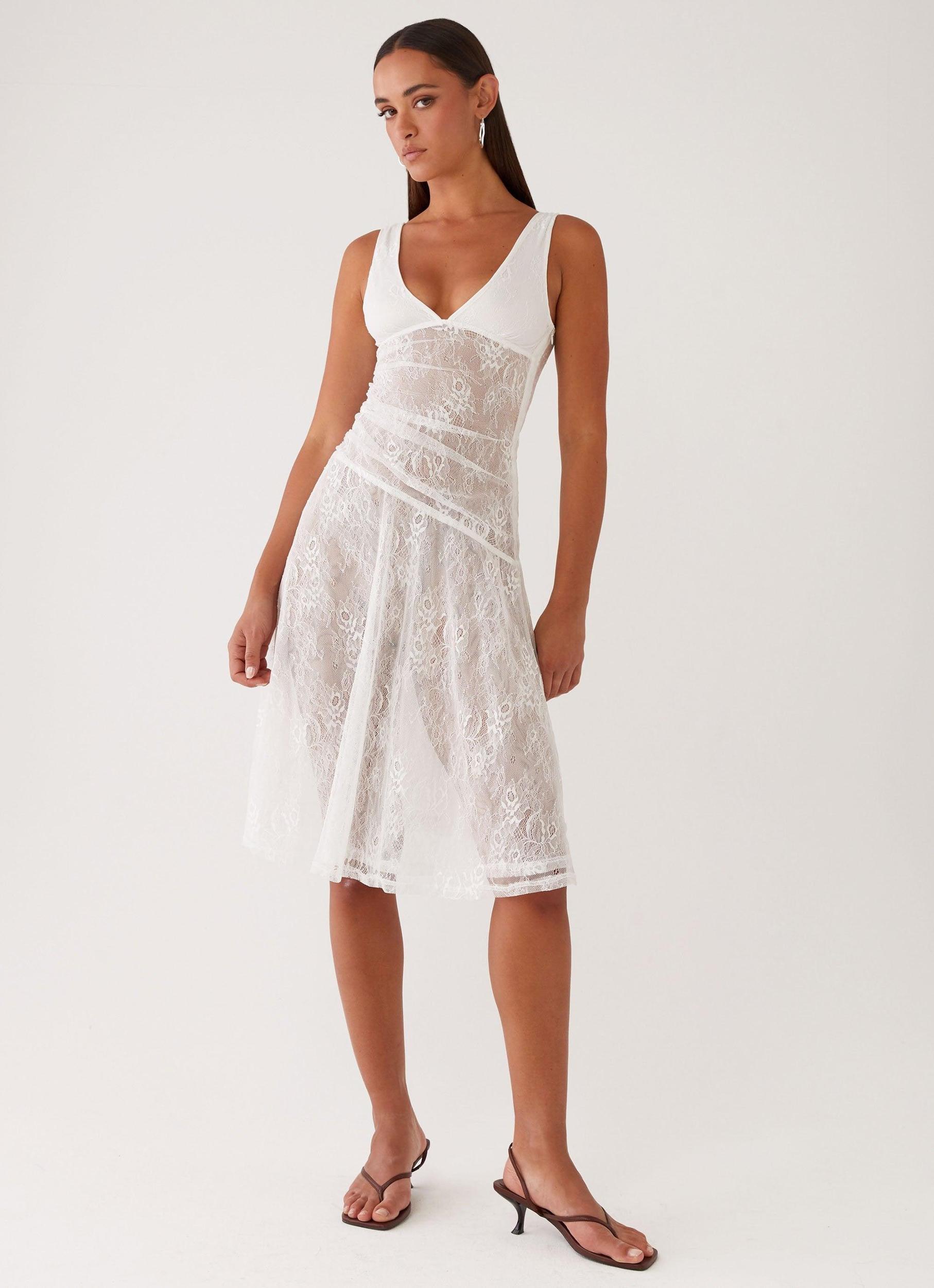 Remember Me Lace Midi Dress - White Product Image