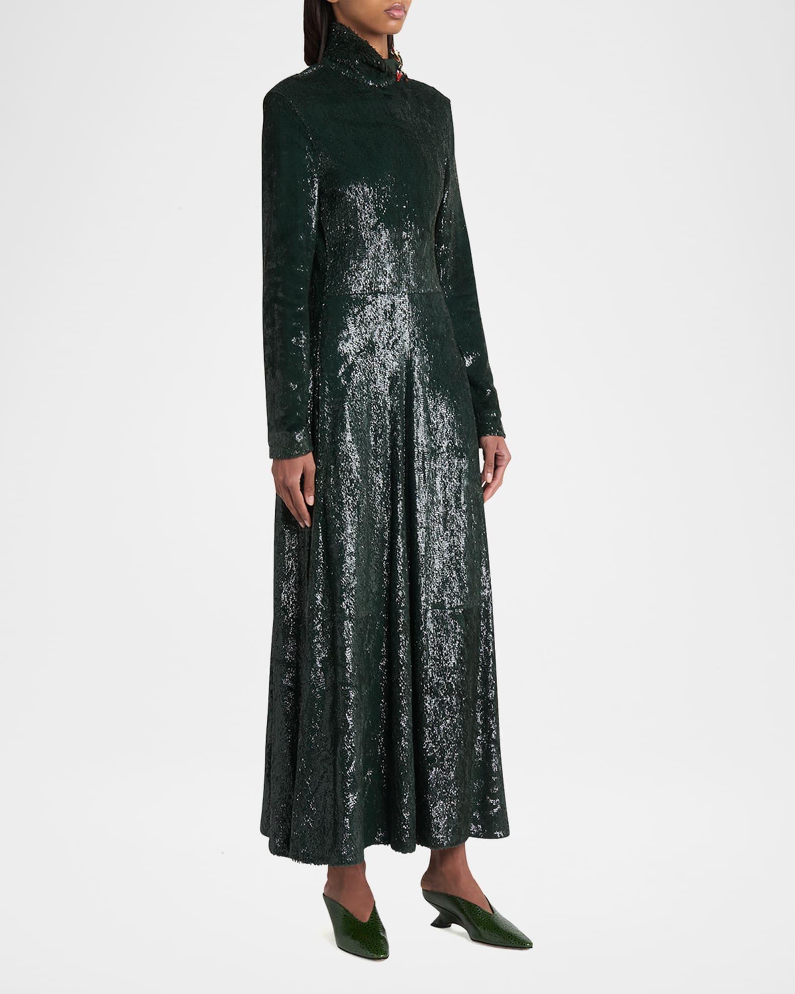 Frog-Print Leather Kitten-Heel Mules Product Image