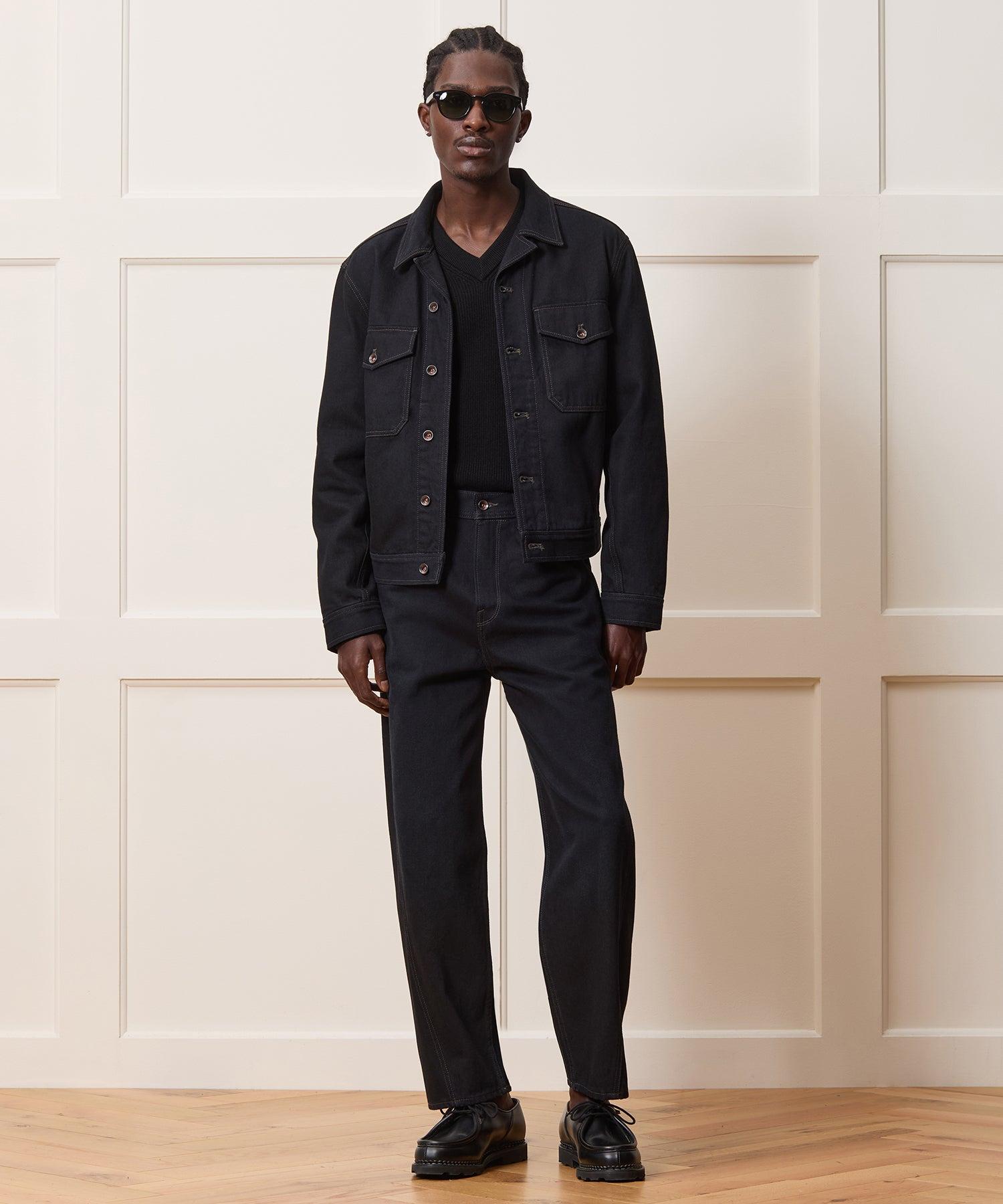 Cropped Denim Eisenhower Jacket Product Image