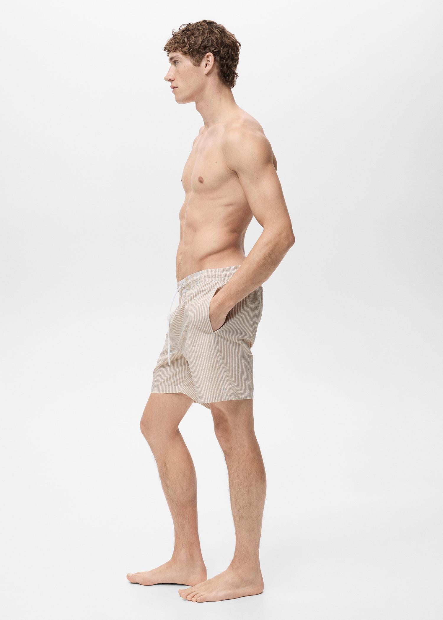 Seersucker swimming trunks - Men | MANGO USA Product Image