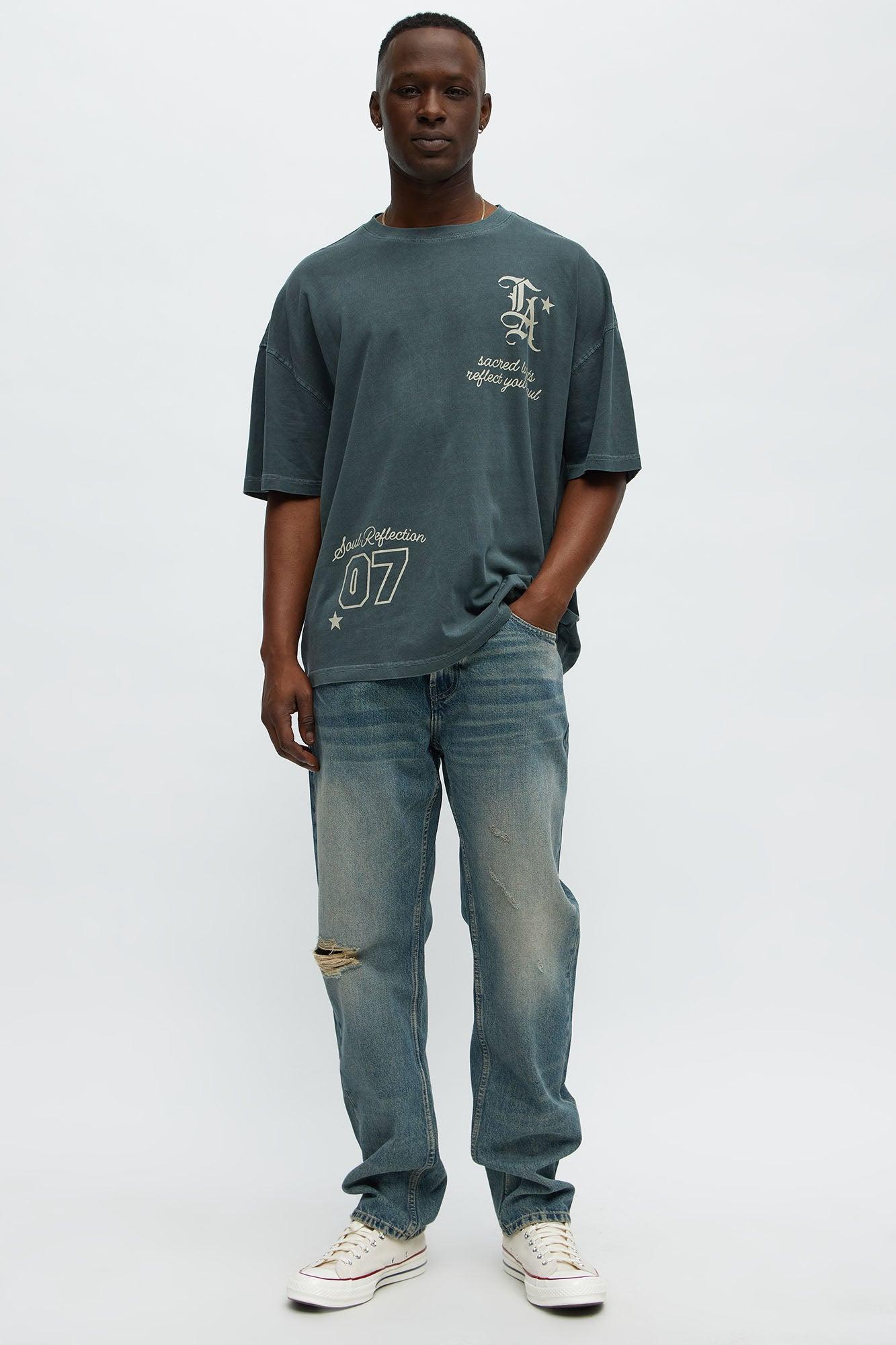 LA Sacred Lights Oversized Short Sleeve Tee - Grey Male Product Image