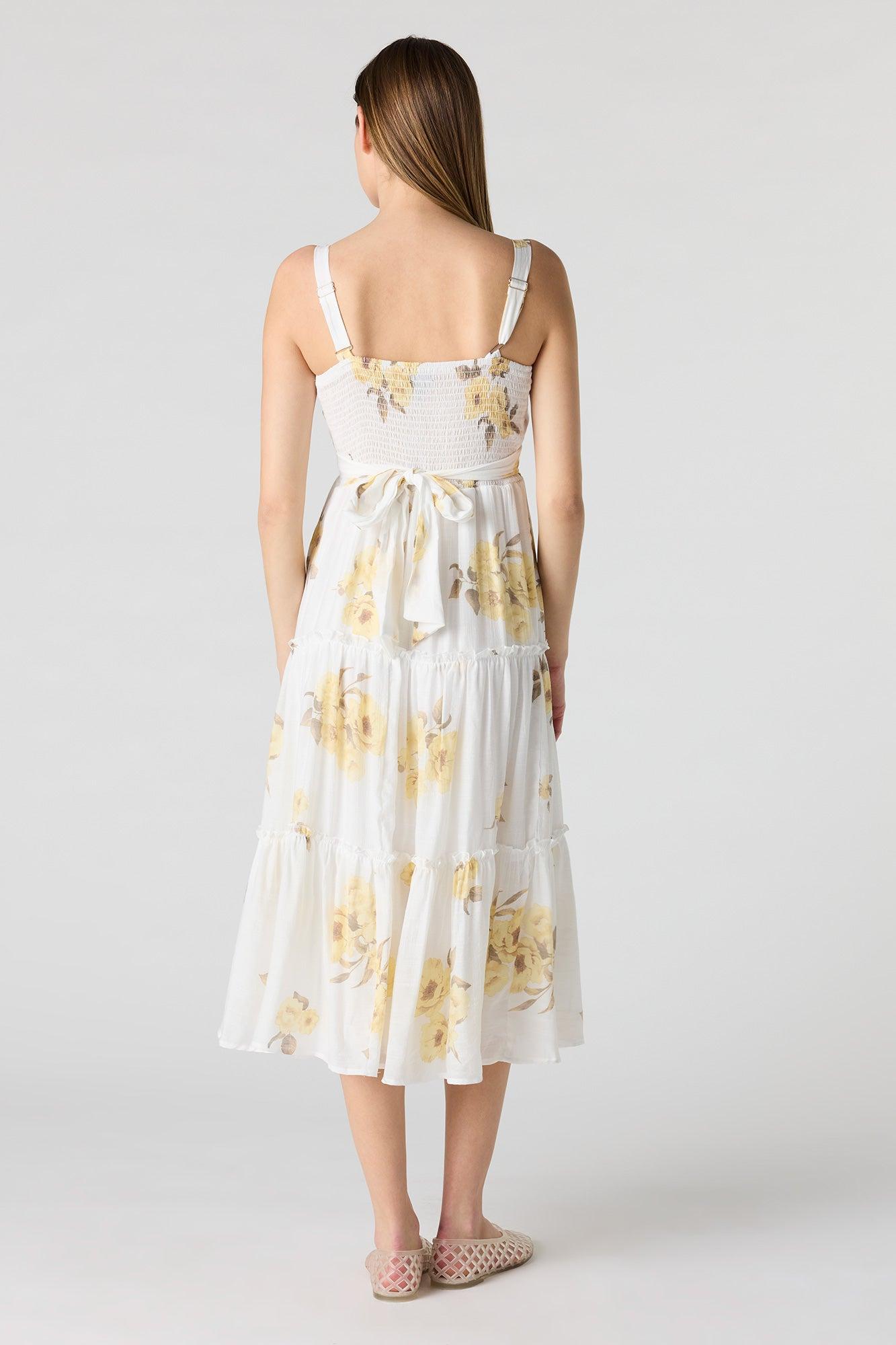 Tie Waist Tiered Midi Dress Female Product Image